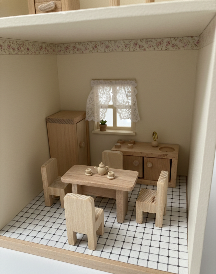 Ahşap Bebek Evi Mobilya Mutfak